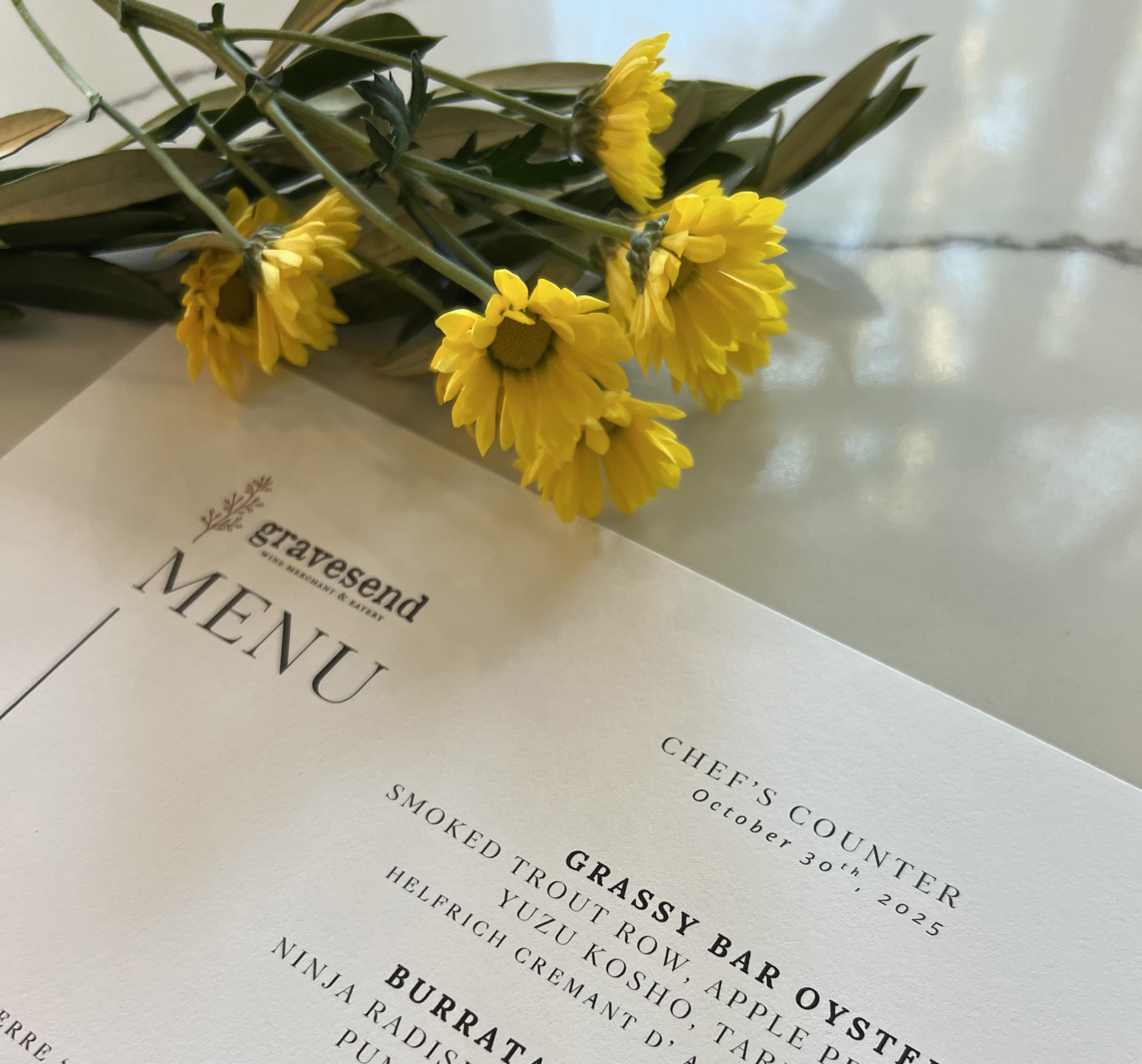 Chef's Counter menu